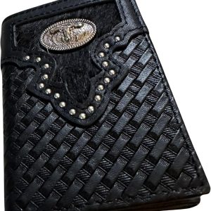 Basketweave Concho Tri-Fold — Longhorn · Black
