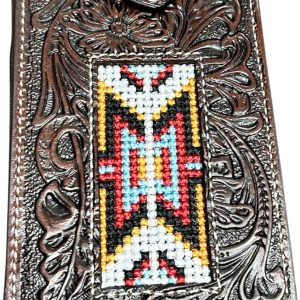 Beaded Aztec Cowboy Holster — Dark Brown