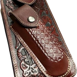 Floral Longhorn Holster with Knife Holder — Dark Brown