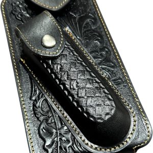Floral Longhorn Holster with Knife Holder — Black