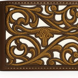 Embroidered Longhorn Scroll — Brown